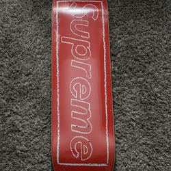 Supreme x KAWS Chalk Box Logo Skateboard Deck – Red – Displayed Only – Authentic