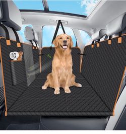 Hard Bottom Dog Car Seat Cover for Back Seat, Holds 420lbs - Waterproof Sturdy Nonslip Hammock for Cars/Trucks/SUVs - Easy to Clean & Safe Backseat Ex