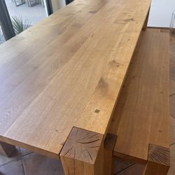Crate & Barrel Dining Table With 2 Benches 