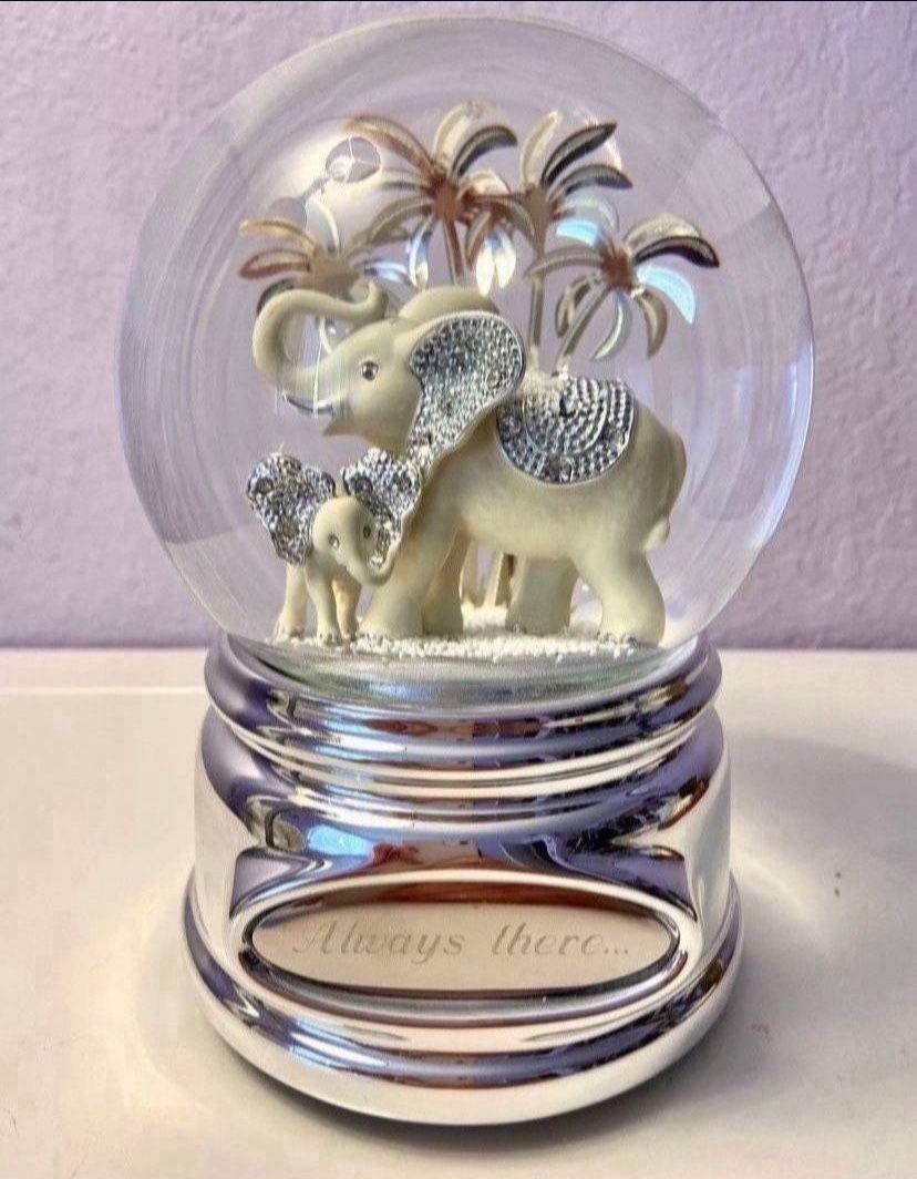 Elephant And Calf Musical Snow Globe