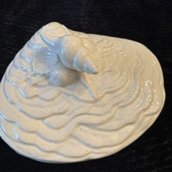 Vintage Ceramic Conch  Shell Soup Bowl With Lid 