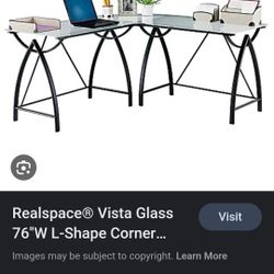 L Shaped Glass Desk