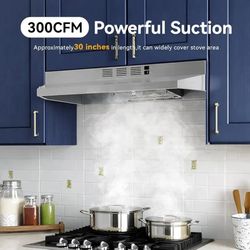 30-inch Stainless Steel Kitchen Range Hood – 2-Speed Fan, Under-Cabinet Design for Effortless Kitchen Ventilation