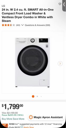 New unboxed LG washing machine