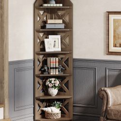 NY276 70.8" Corner Shelf, 6-Tier Corner Bookcase Display Shelves Plant Stand