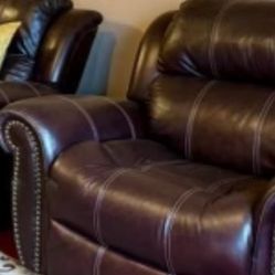 2 Large and One Single Recliner Sofas Barley Used Moving Sale 