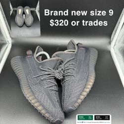 Size 9 Yeezy 350 Black Non Reflective 