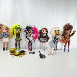 6 LOL SURPRISE OMG DOLLS WITH ACCESSORIES. 