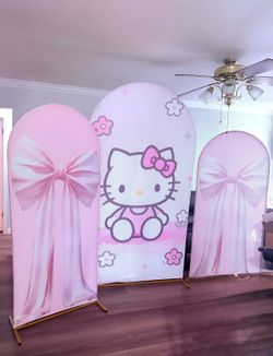Hello Kitty backdrop with metal arches