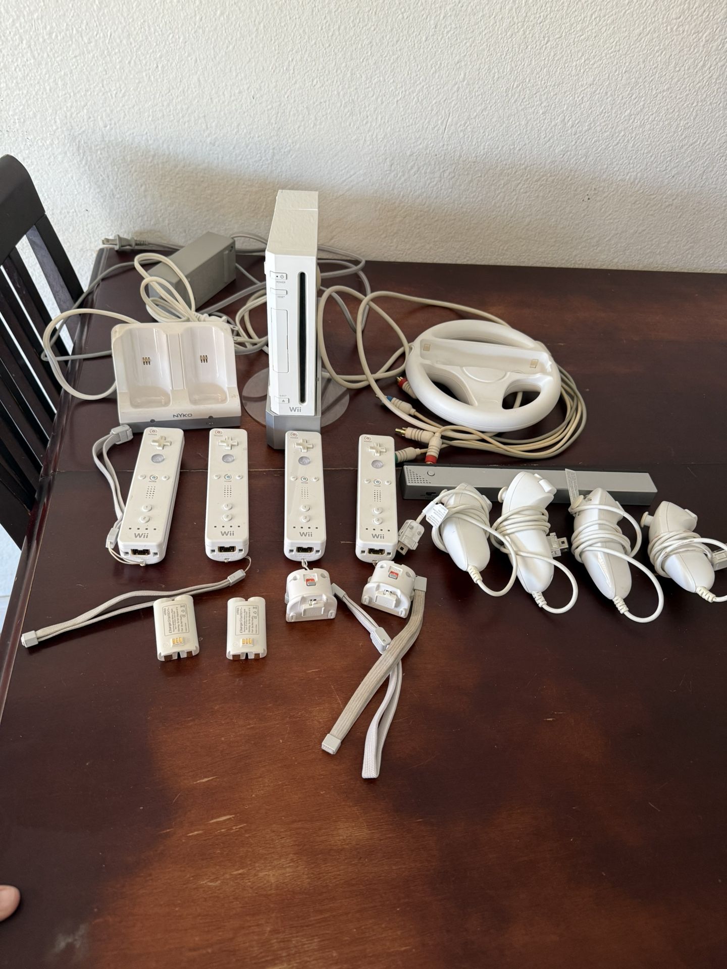 Wii console and controllers
