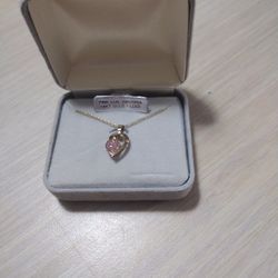 Pink Cubic Zirconia Necklace With Charm