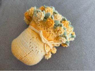 ⭐️ Handmade⭐️ 51inch/130cm Large Crochet Rose Bouquet Blanket Yellow