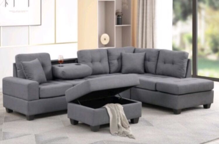 Grey Sectional Sofa + Ottoman With Storage On Sale $395,All Products : American Fashion Style Bags On Sale