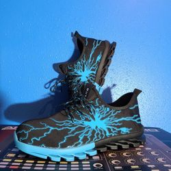 Mens, Steel Toe Athletic Work Shoes, Black/blue Lightning, Size 11 