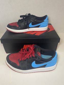 Authentic Nike Air Jordan 1 Retro Red Black and Blue OG Low Top Size 7W/5.5M