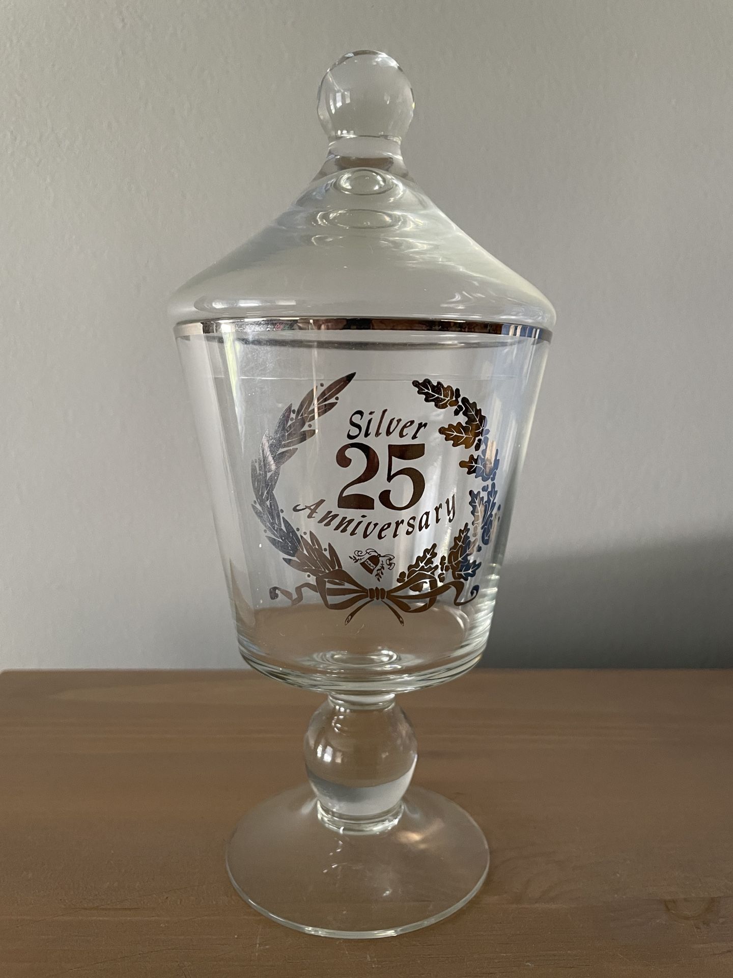 25th Anniversary Clear Glass Candy Dish