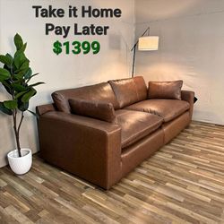 EXCLUSIVE] EMILIA CARAMEL LEATHER 2-PIECE LOVESEAT
