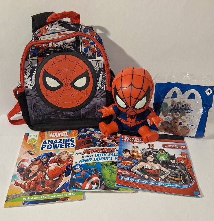 lot of Spiderman Marvel stuff (small backpack, plush, sticker books and toy) ALL for $10 FIRM!