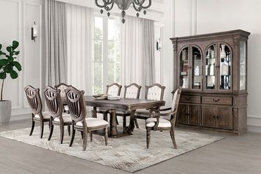  Weathered Oak Finish Wood Dining Set (7 Piece set - $1,795.00) (9 Piece Set - $2,150.00)