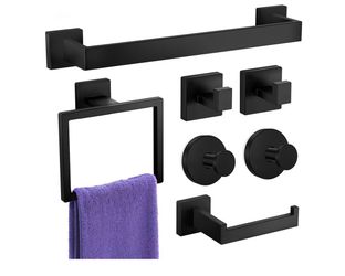 7 PCS Matte Black Stainless Steel Bathroom Hardware Accessories Set