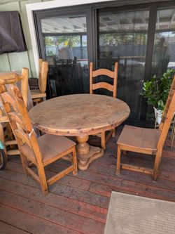 Used 48" Wood Dining table + 3 chairs