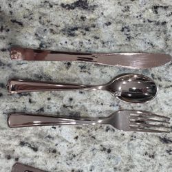 Rose Gold Reusable Plastic Flatware 
