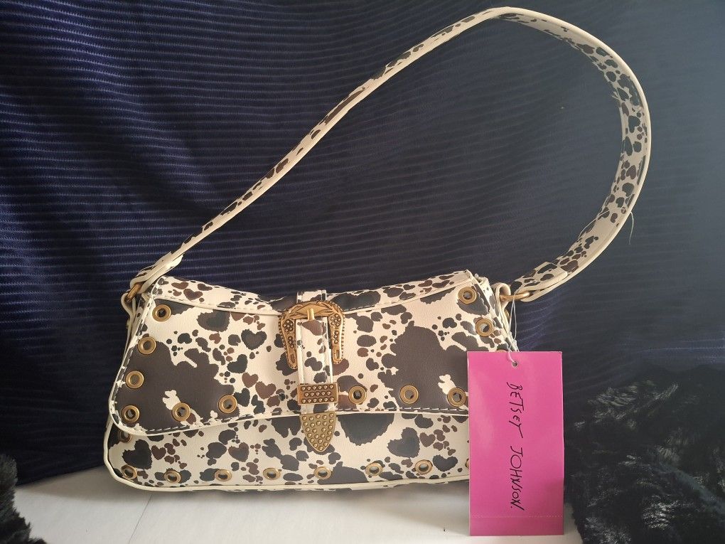New Betsy Johnson Cow Print Purse 