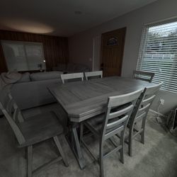 Counter Height Extendable Dining Set – Gray – 6 Stools