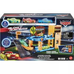 Disney Pixar Cars Glow Racers Copper Canyon Glowing Garage Playset Gift