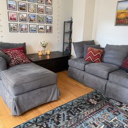 Suede Sectional With Queen Pull-out