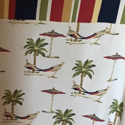 Tropical Palm Tree Striped Shower Curtain Nwot