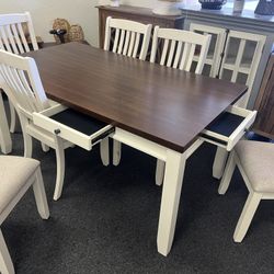 Dining Room Set With Drawers And 6 Chairs 