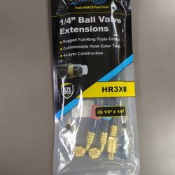 Ball Valve Ref. Hose Extension Set (3) - 1/4" (8" Black w/Tags)