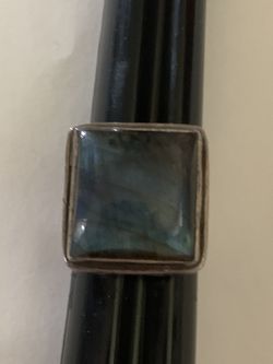 Beautiful BoHo square sterling silver chunky Labradorite ring size 8