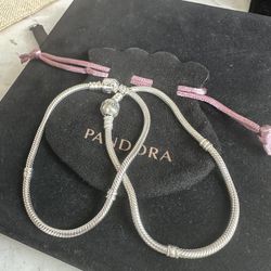 Authentic Pandora Snake Chain Bracelets W/ Barrel Clasps, Size 8 And 7.5 , Both Marked 925 Ale, Each Sold Separately.