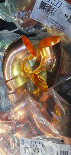 1-1/2 " inch copper DWV 90 degree street elbow.