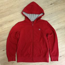 Champion Zip Up Hoodie Red Youth Size Large