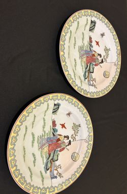 Two Hand-painted Chinese Porcelain Plates