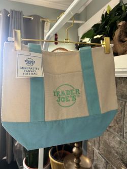 light blue trader joe’s bag