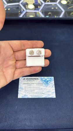 Rose gold earring upsidown diamonds real 10k gold