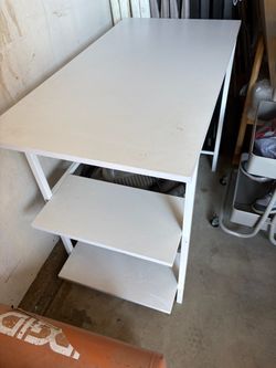White desk table