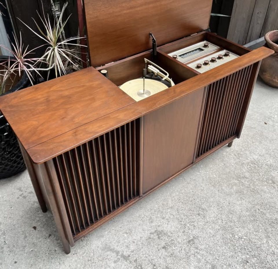 Mid Century Modern Voice of Music Stereo Console 