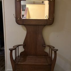 Antique Oak Hall Tree