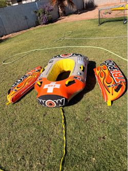 Wow 3 in 1 towable with power ball ropes and all connections, ready to use