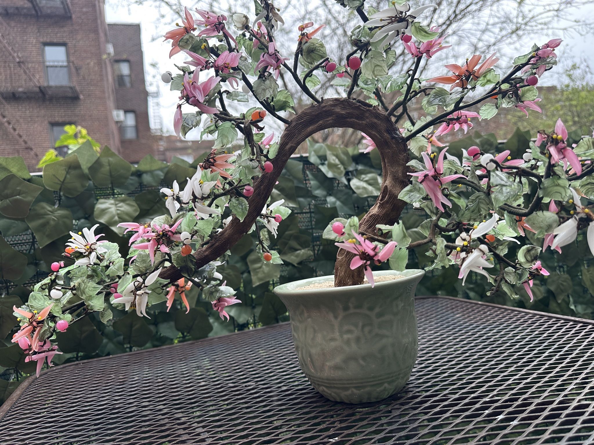 Vintage 1950s Jade Bonsai Tree Real Crystals