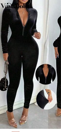 Black velvet jumpsuit sz medium