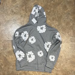 Gray Denim Tear Hoodie