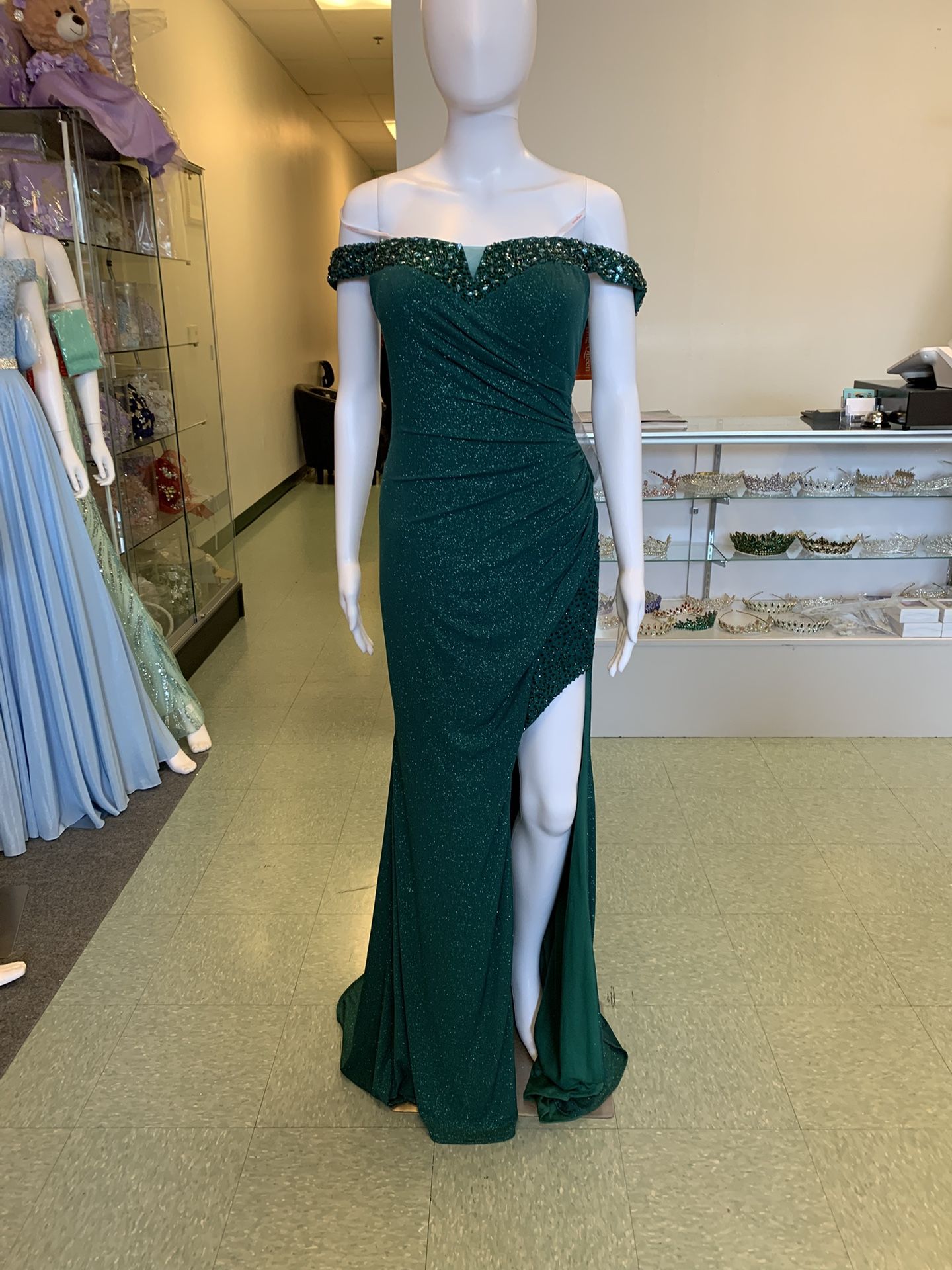 Emerald Green , Royal Blue Prom Dress