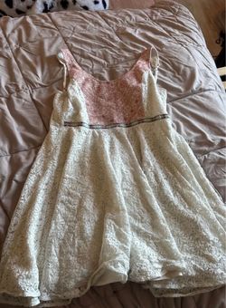White Lace Mini Dress with Pink Bodice