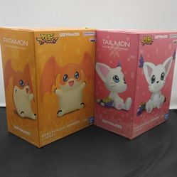 Bandai Banpresto Digimon Adventure Sofvimates vinyl figures of Patamon and Tailmon (Gatomon). 